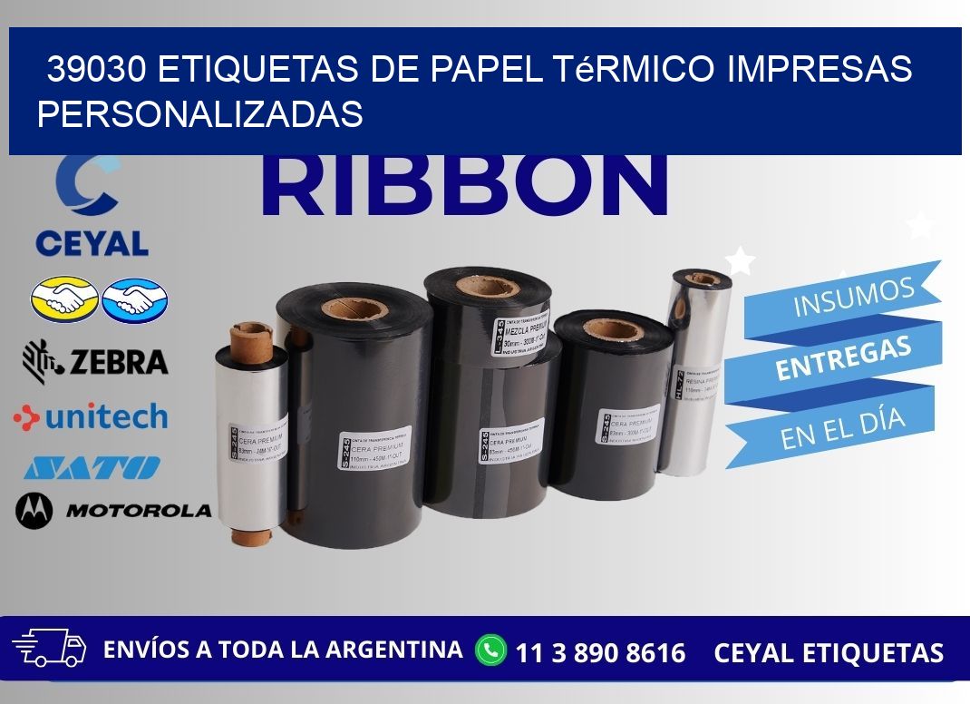 39030 Etiquetas de papel térmico impresas personalizadas