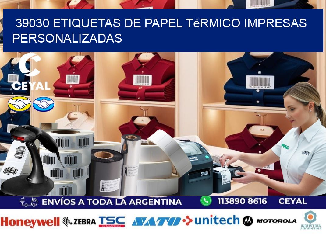 39030 Etiquetas de papel térmico impresas personalizadas