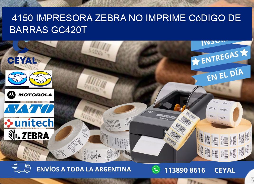 4150 impresora Zebra no imprime código de barras GC420T