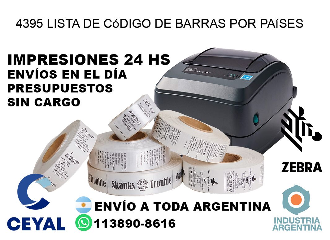 4395 Lista de código de barras por países