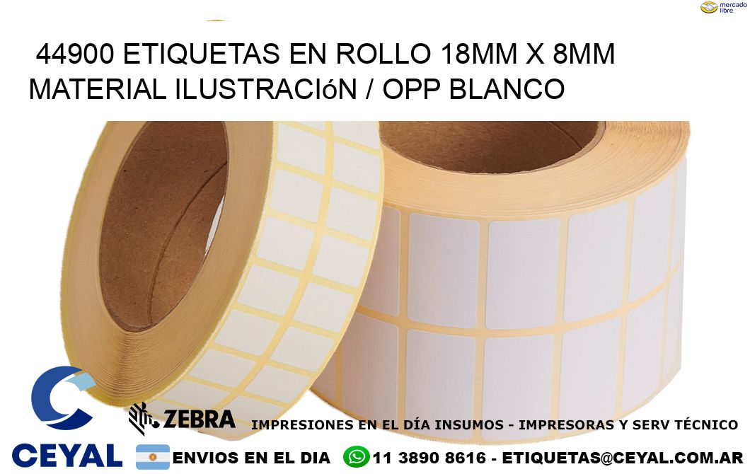44900 Etiquetas en rollo 18mm x 8mm material Ilustración / OPP Blanco
