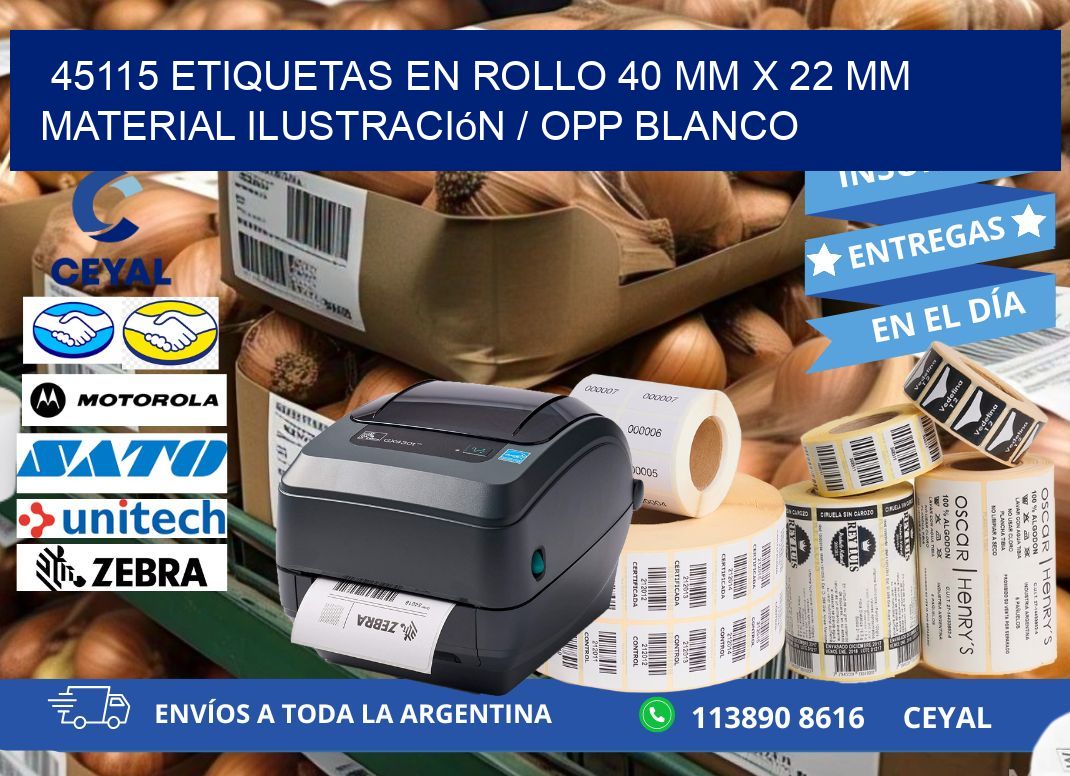 45115 Etiquetas en rollo 40 mm x 22 mm material Ilustración / OPP Blanco