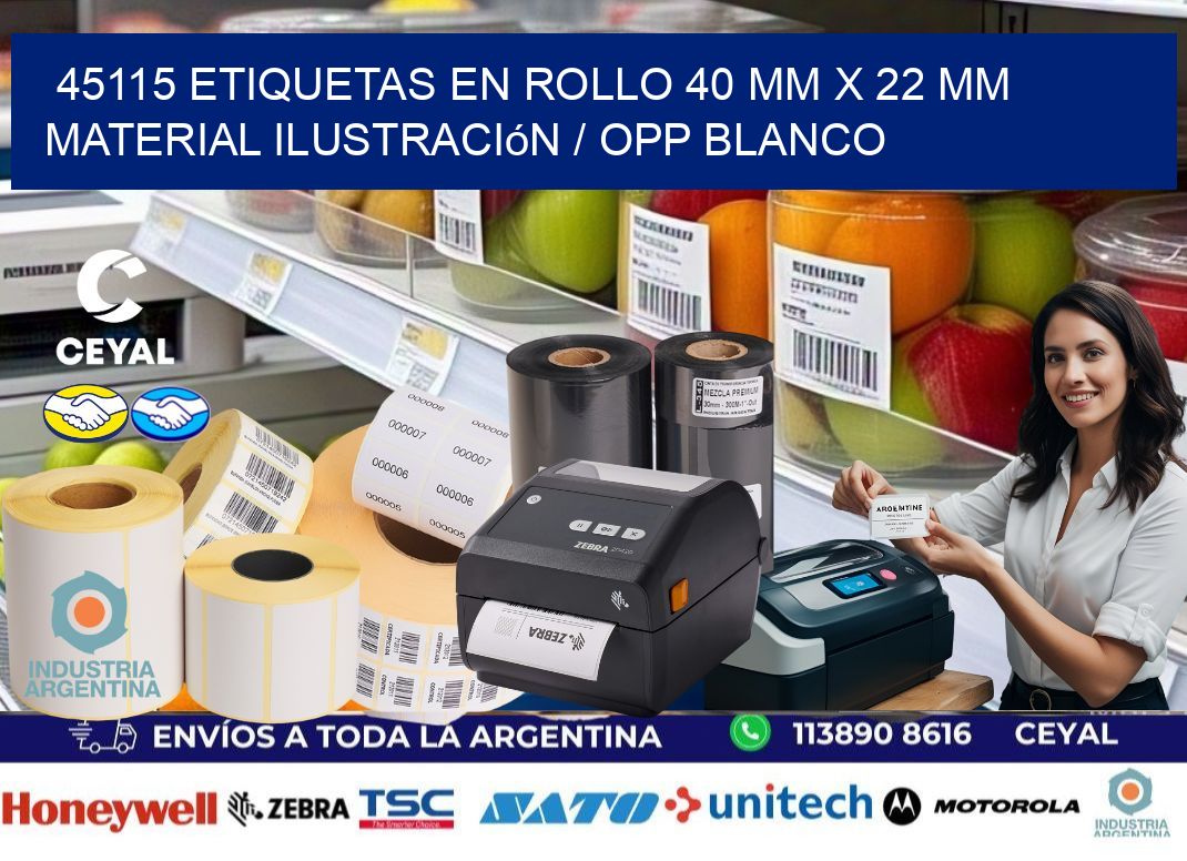 45115 Etiquetas en rollo 40 mm x 22 mm material Ilustración / OPP Blanco