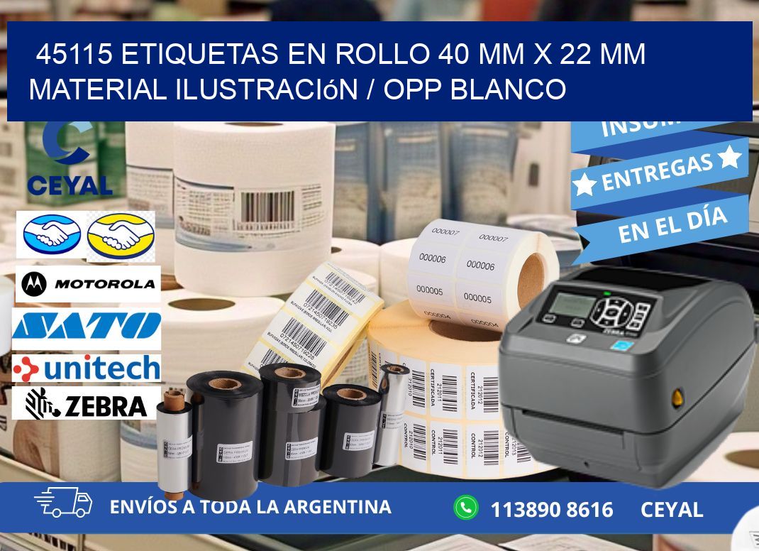 45115 Etiquetas en rollo 40 mm x 22 mm material Ilustración / OPP Blanco
