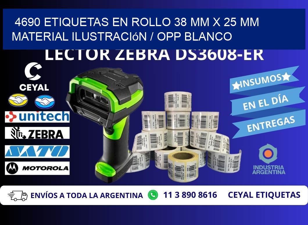 4690 Etiquetas en rollo 38 mm x 25 mm material Ilustración / OPP Blanco