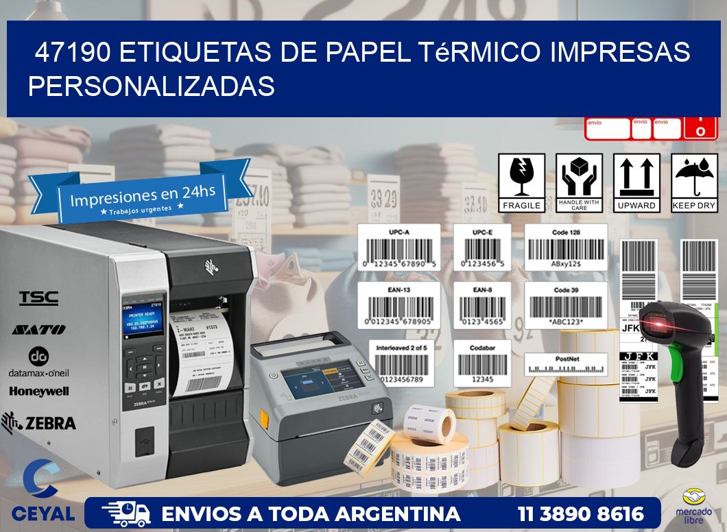 47190 Etiquetas de papel térmico impresas personalizadas