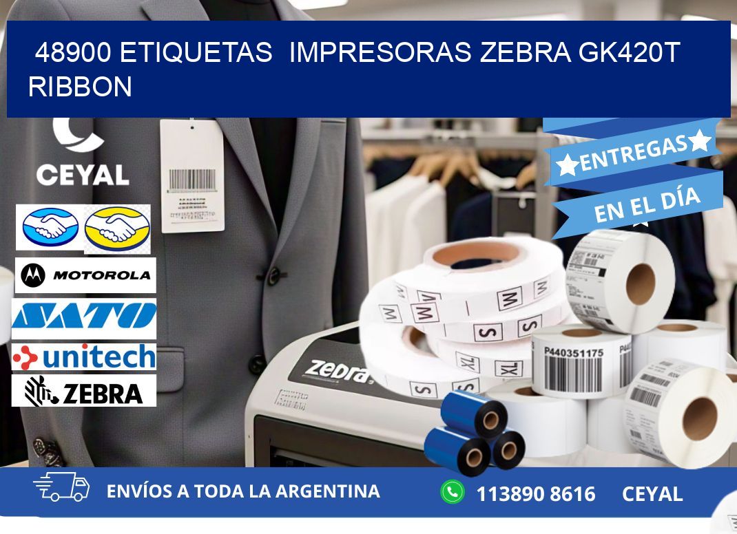 48900 Etiquetas impresoras zebra gk420t ribbon