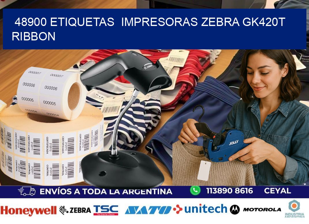 48900 Etiquetas impresoras zebra gk420t ribbon