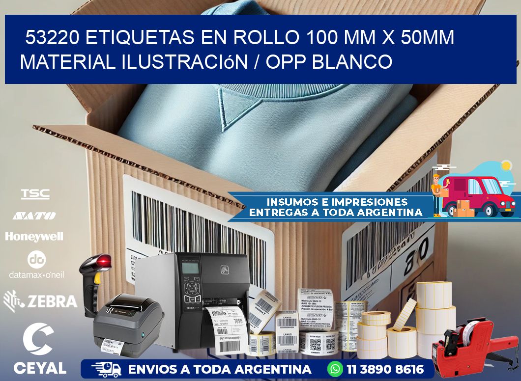 53220 Etiquetas en rollo 100 mm x 50mm material Ilustración / OPP Blanco