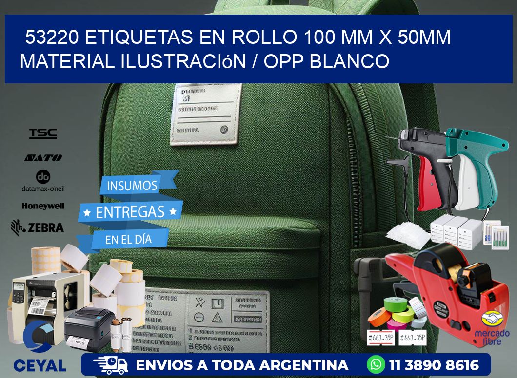 53220 Etiquetas en rollo 100 mm x 50mm material Ilustración / OPP Blanco