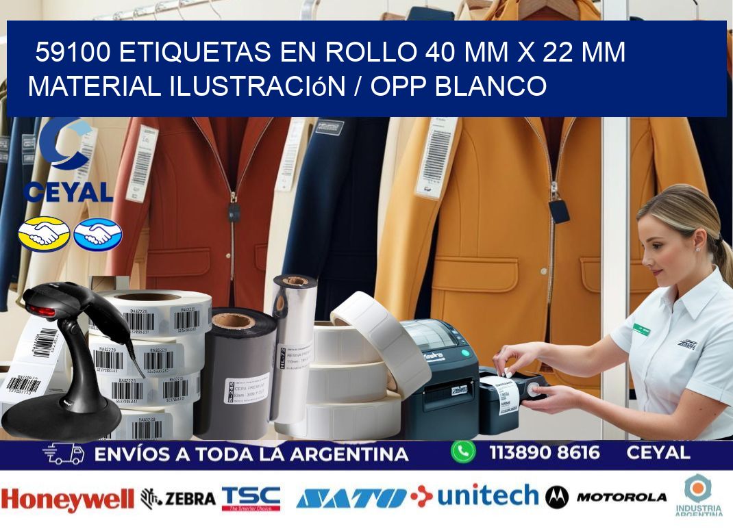 59100 Etiquetas en rollo 40 mm x 22 mm material Ilustración / OPP Blanco