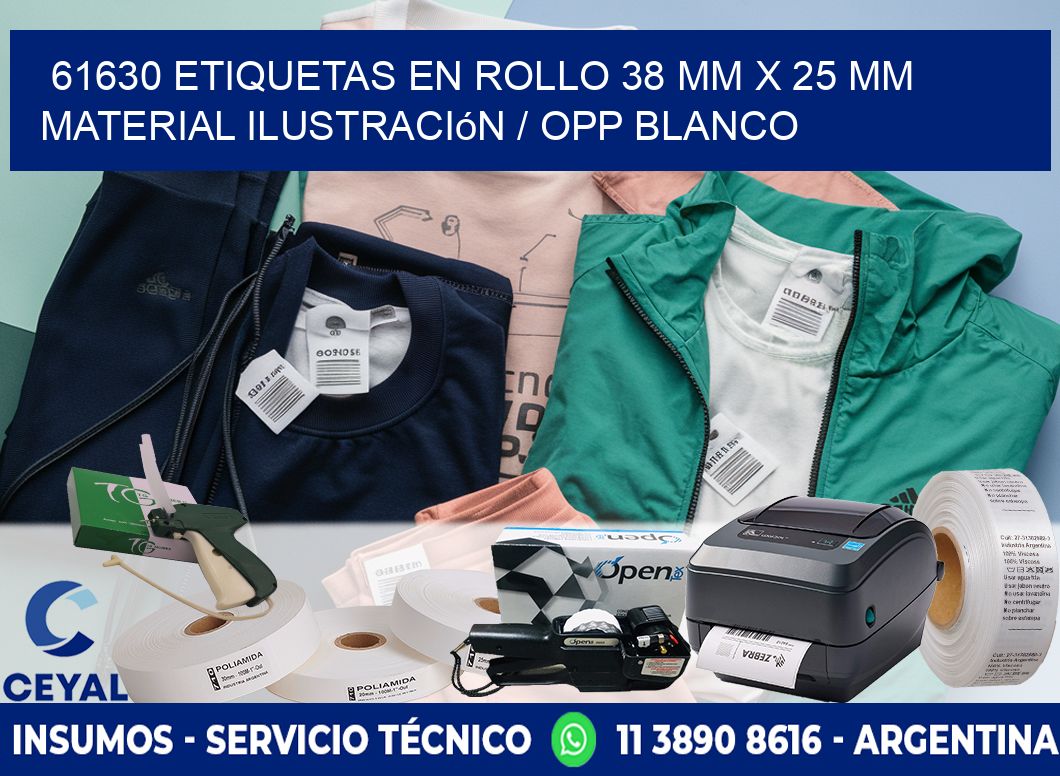 61630 Etiquetas en rollo 38 mm x 25 mm material Ilustración / OPP Blanco