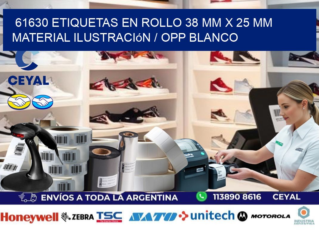 61630 Etiquetas en rollo 38 mm x 25 mm material Ilustración / OPP Blanco