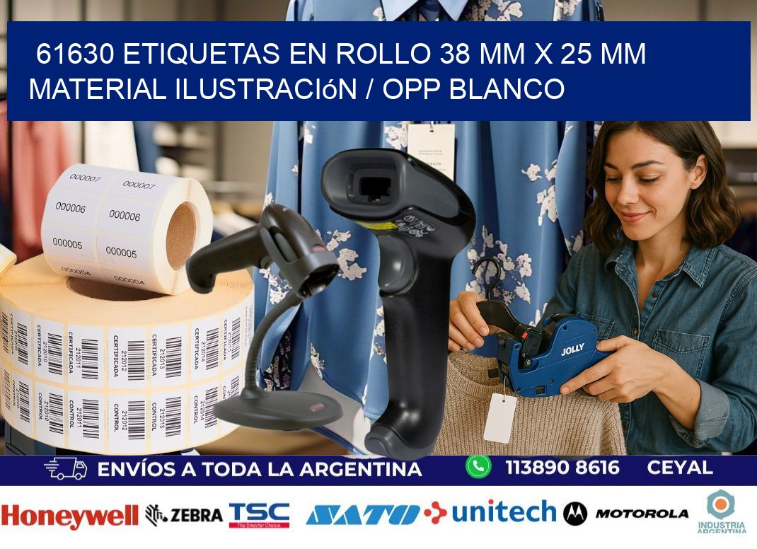 61630 Etiquetas en rollo 38 mm x 25 mm material Ilustración / OPP Blanco