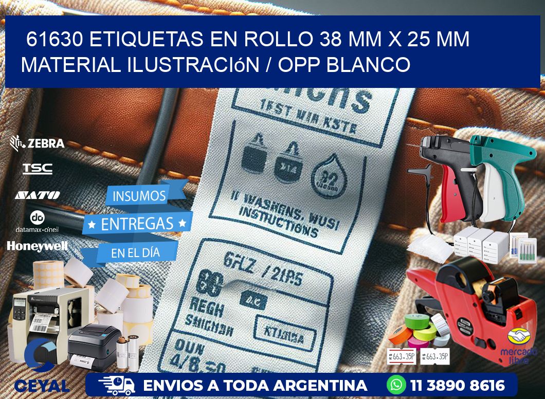 61630 Etiquetas en rollo 38 mm x 25 mm material Ilustración / OPP Blanco