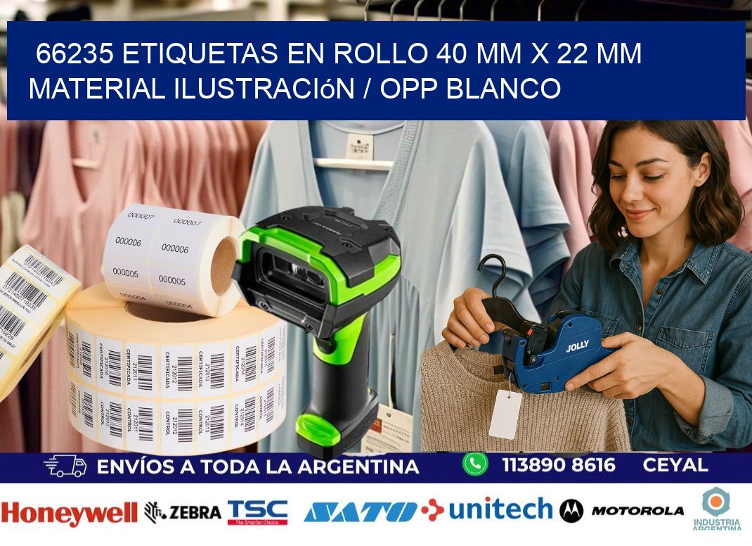 66235 Etiquetas en rollo 40 mm x 22 mm material Ilustración / OPP Blanco