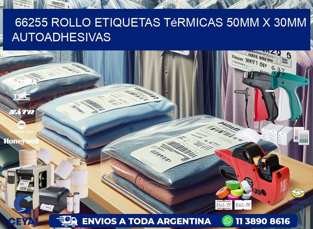 66255 Rollo Etiquetas Térmicas 50mm X 30mm Autoadhesivas