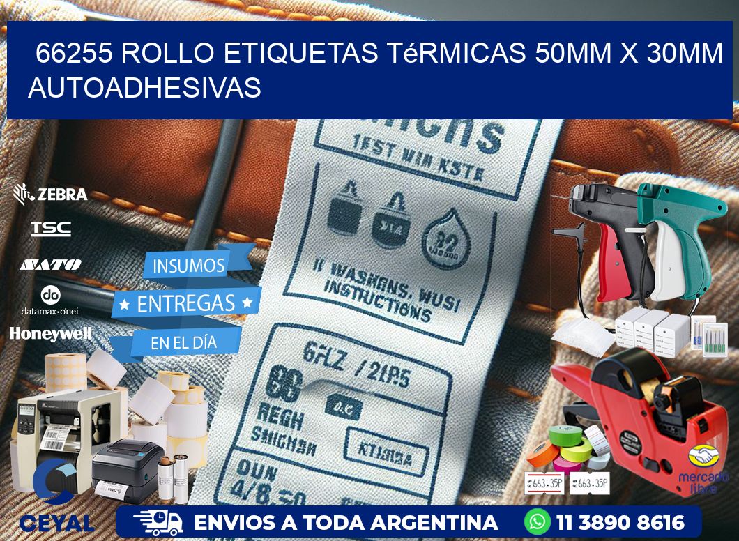 66255 Rollo Etiquetas Térmicas 50mm X 30mm Autoadhesivas