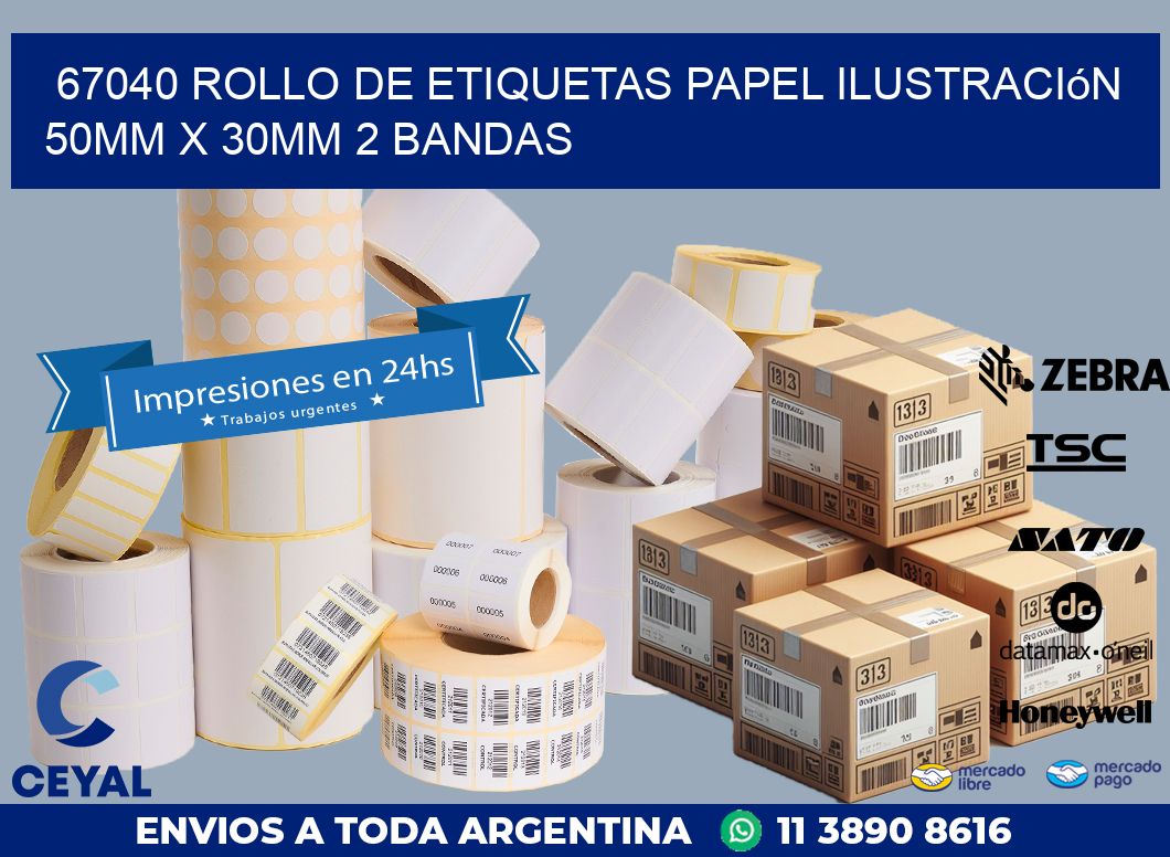 67040 Rollo de Etiquetas Papel Ilustración 50mm x 30mm 2 Bandas