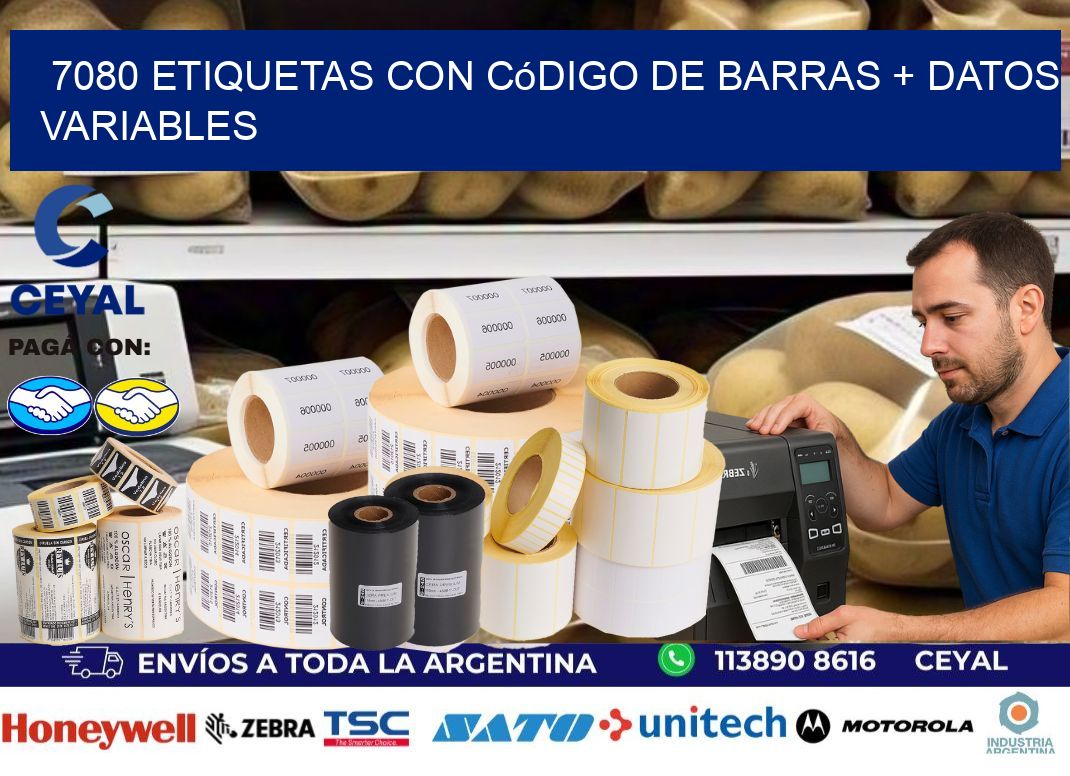 7080 etiquetas con código de barras + datos variables