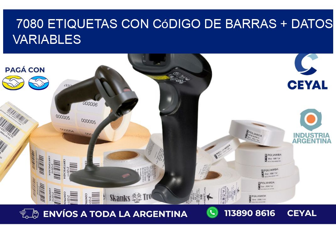 7080 etiquetas con código de barras + datos variables