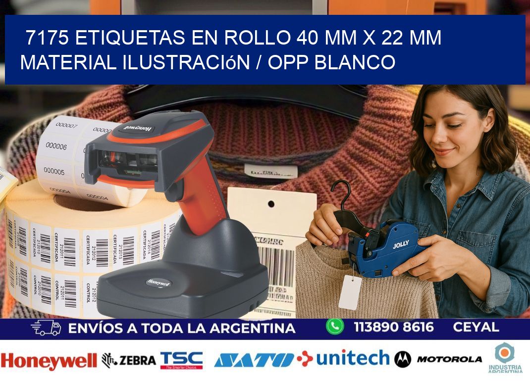 7175 Etiquetas en rollo 40 mm x 22 mm material Ilustración / OPP Blanco