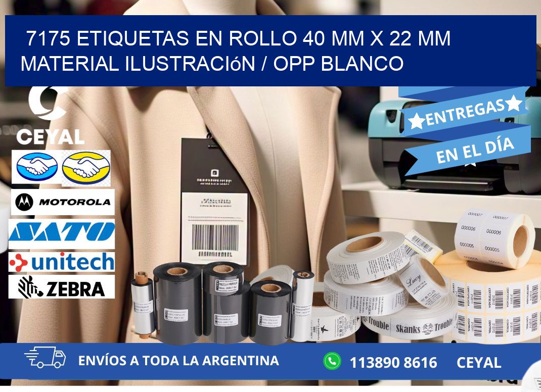 7175 Etiquetas en rollo 40 mm x 22 mm material Ilustración / OPP Blanco