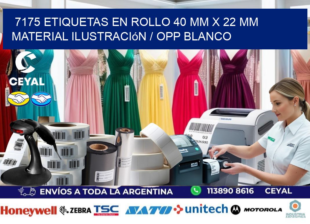 7175 Etiquetas en rollo 40 mm x 22 mm material Ilustración / OPP Blanco