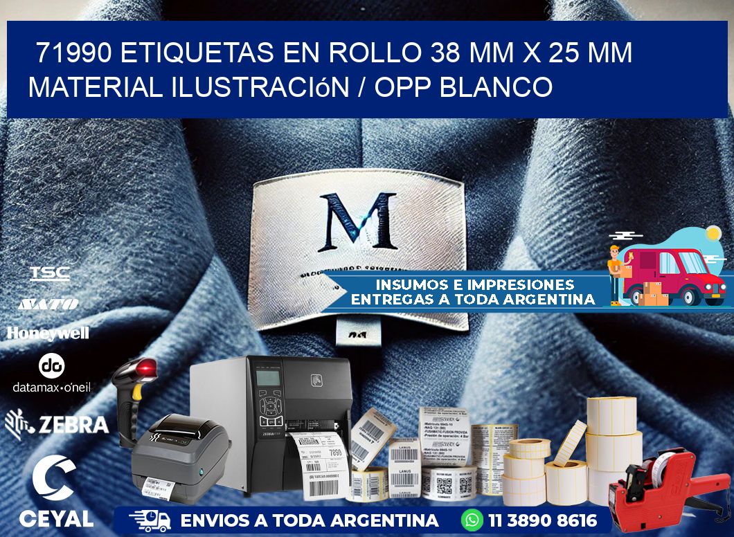 71990 Etiquetas en rollo 38 mm x 25 mm material Ilustración / OPP Blanco