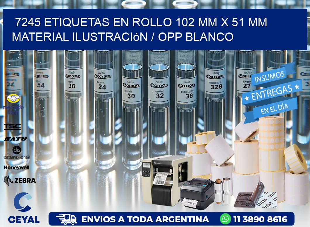 7245 Etiquetas en rollo 102 mm x 51 mm material Ilustración / OPP Blanco