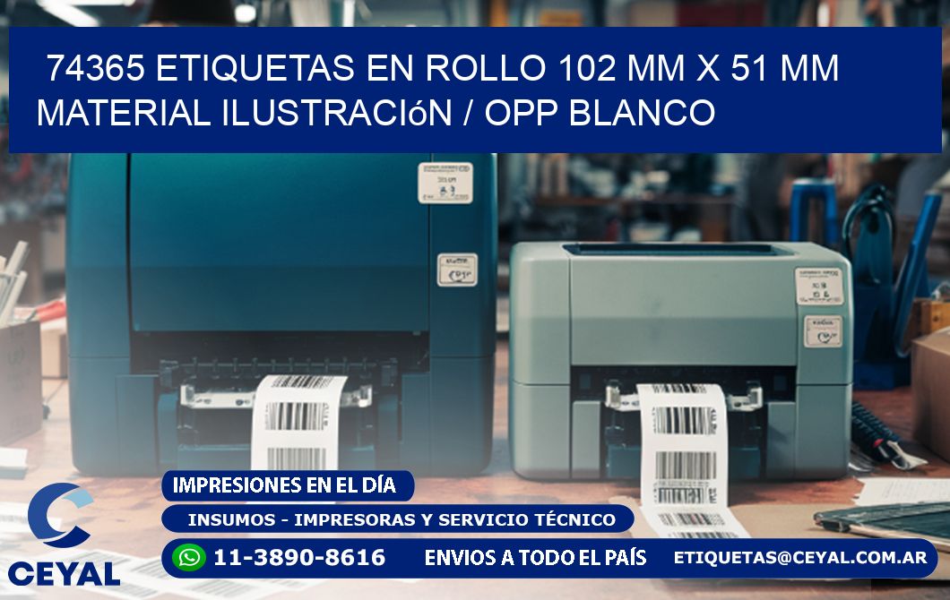 74365 Etiquetas en rollo 102 mm x 51 mm material Ilustración / OPP Blanco