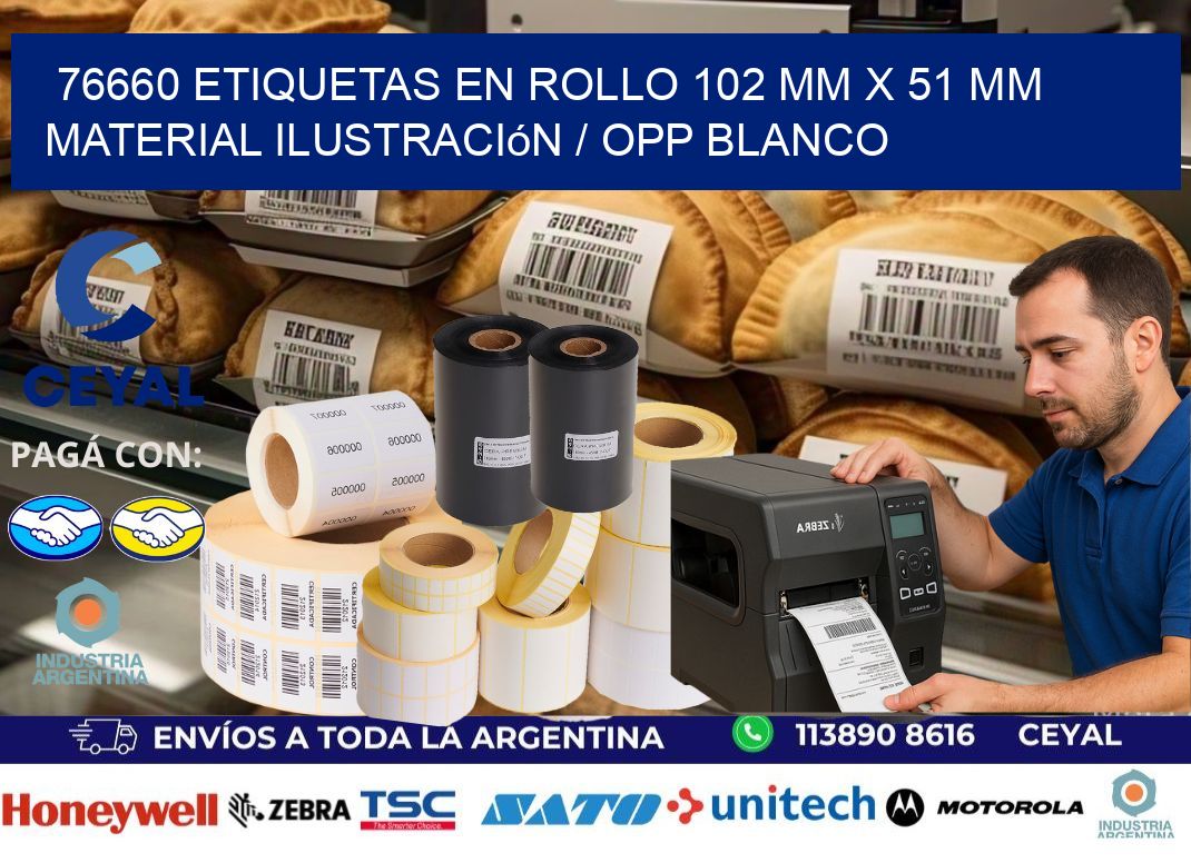 76660 Etiquetas en rollo 102 mm x 51 mm material Ilustración / OPP Blanco