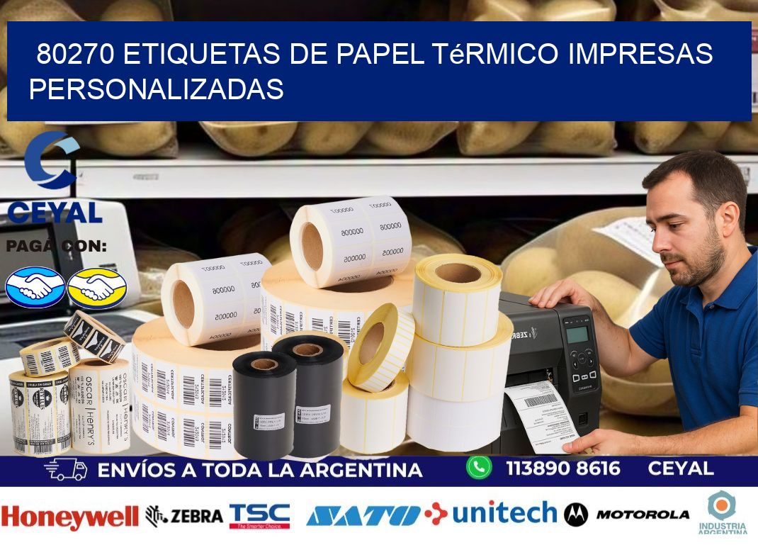 80270 Etiquetas de papel térmico impresas personalizadas