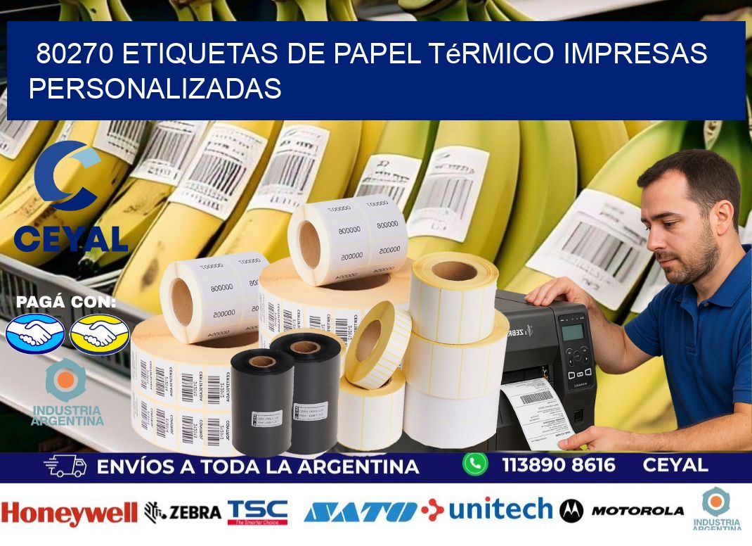 80270 Etiquetas de papel térmico impresas personalizadas