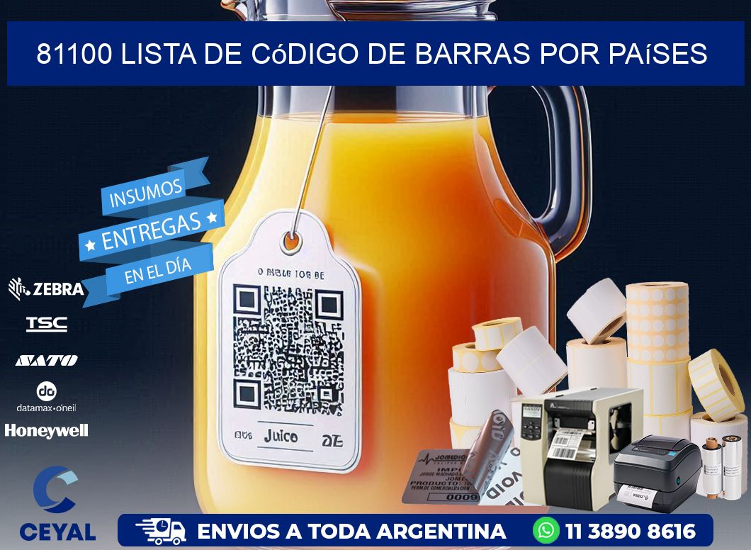 81100 Lista de código de barras por países