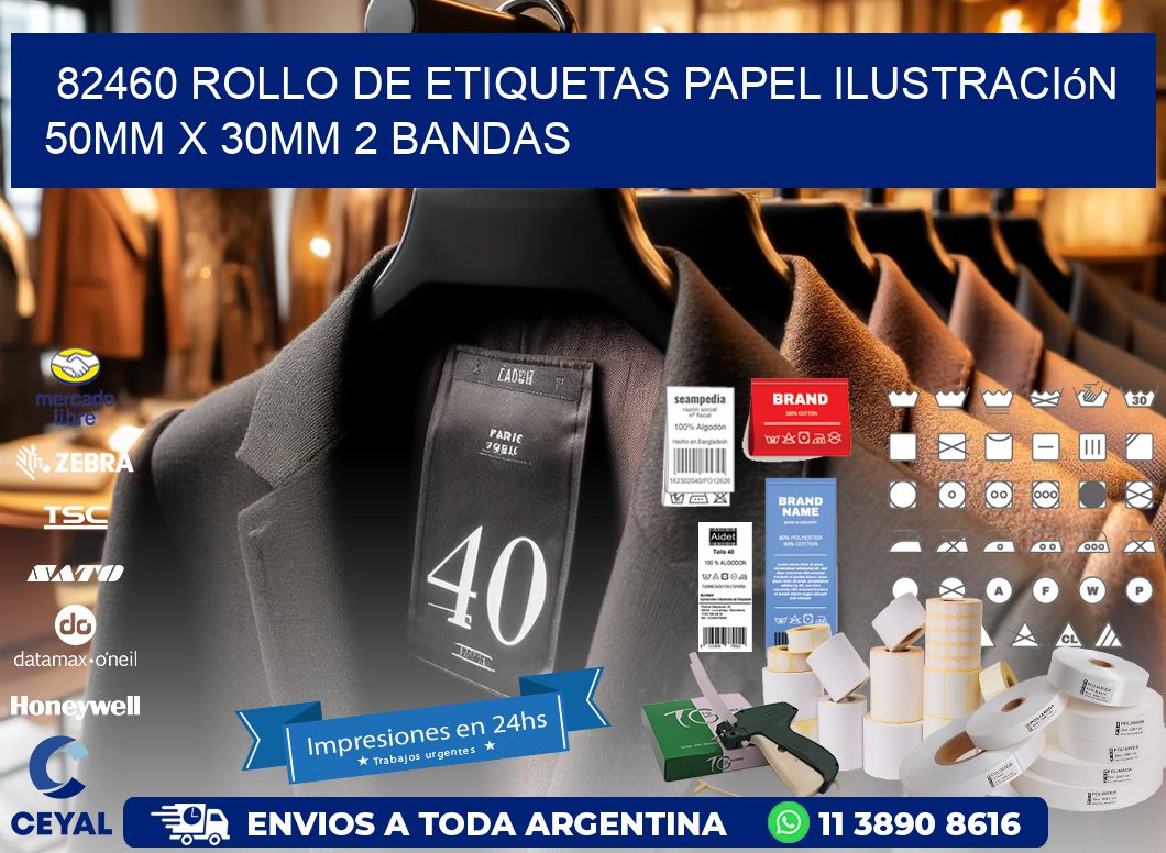 82460 Rollo de Etiquetas Papel Ilustración 50mm x 30mm 2 Bandas