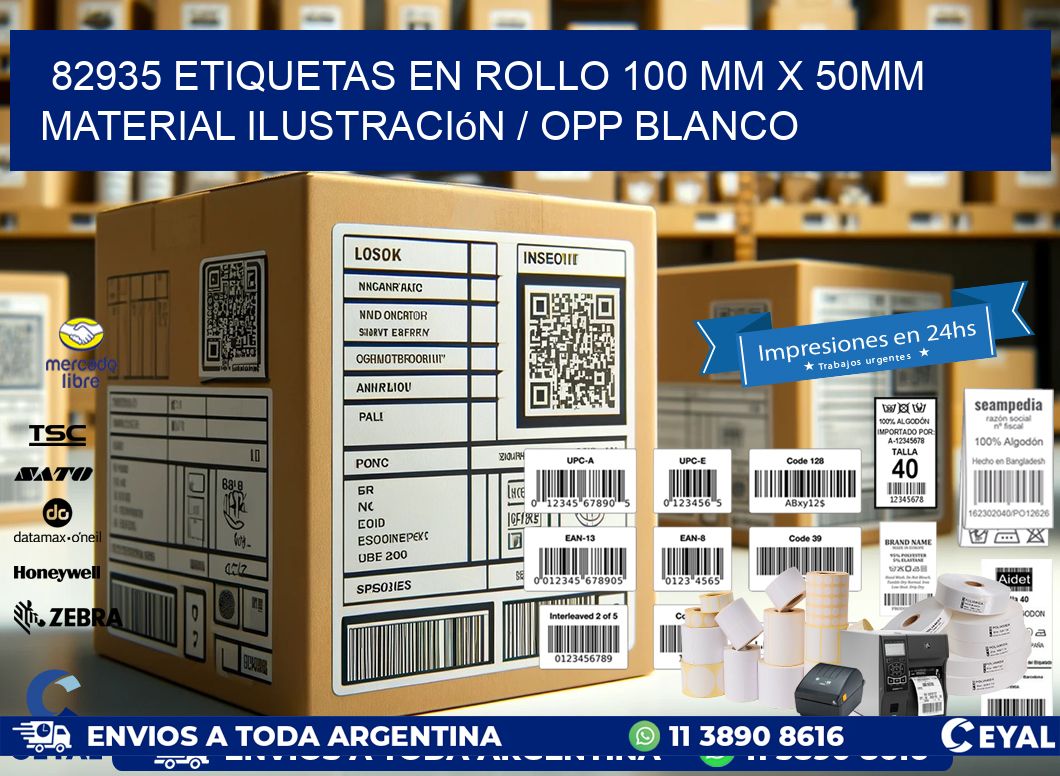 82935 Etiquetas en rollo 100 mm x 50mm material Ilustración / OPP Blanco