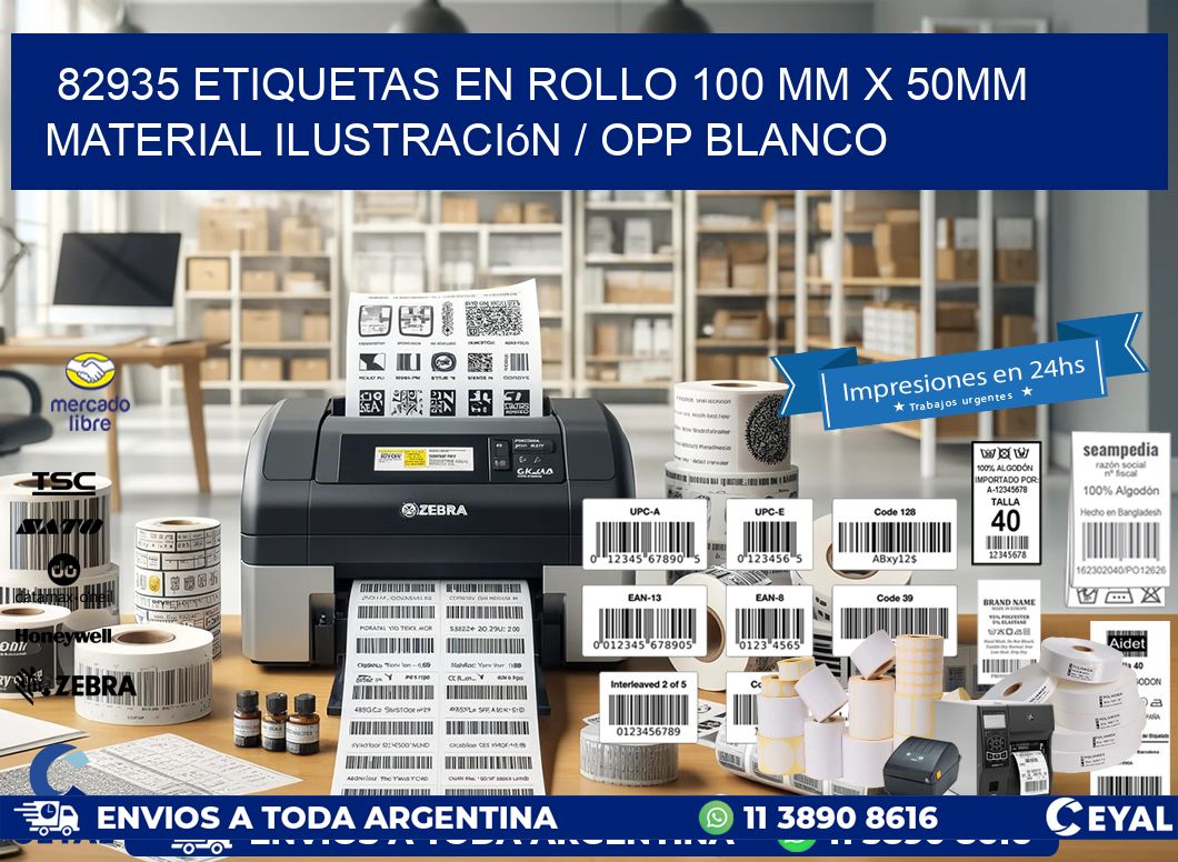 82935 Etiquetas en rollo 100 mm x 50mm material Ilustración / OPP Blanco