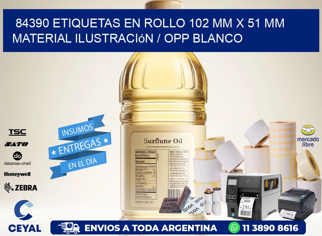 84390 Etiquetas en rollo 102 mm x 51 mm material Ilustración / OPP Blanco