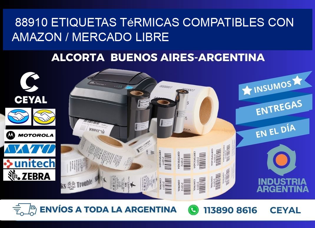 88910 etiquetas térmicas compatibles con Amazon / Mercado Libre