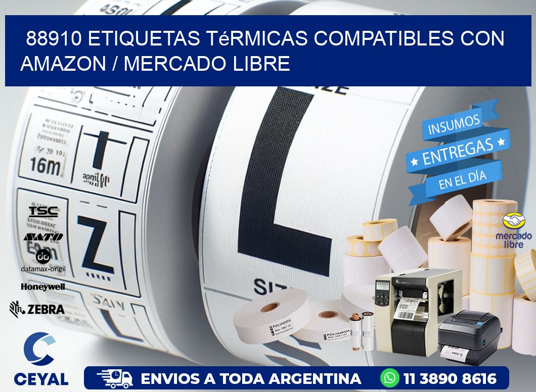 88910 etiquetas térmicas compatibles con Amazon / Mercado Libre