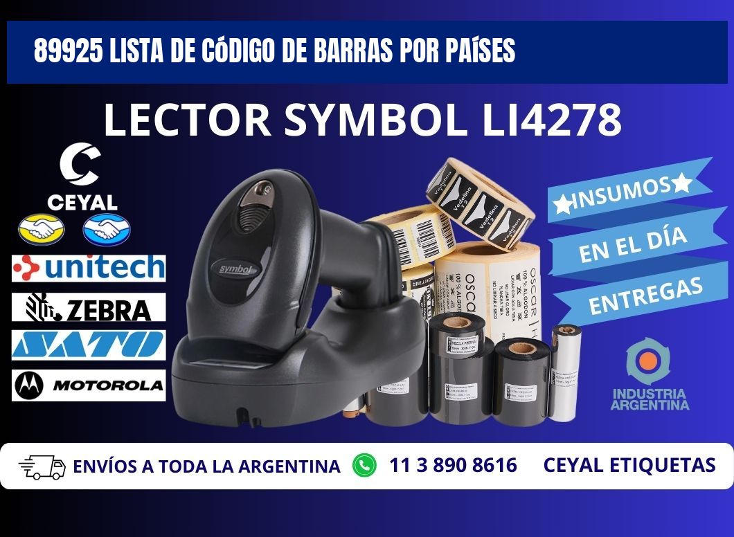 89925 Lista de código de barras por países
