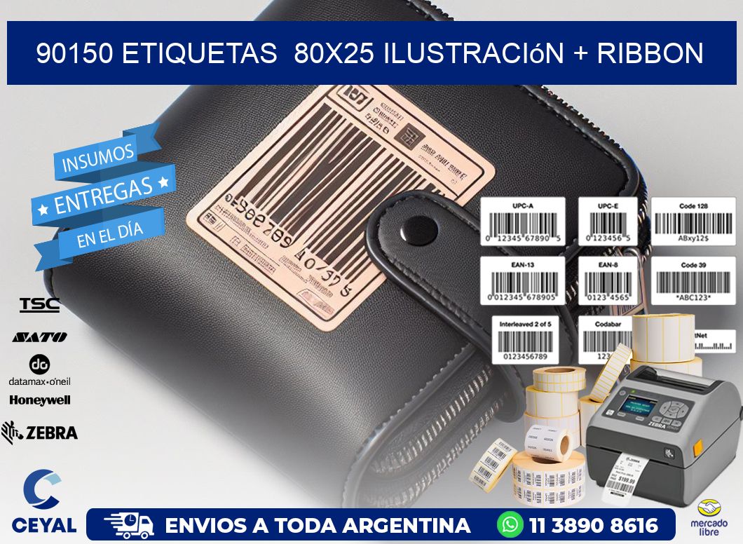 90150 etiquetas 80x25 ilustración + ribbon