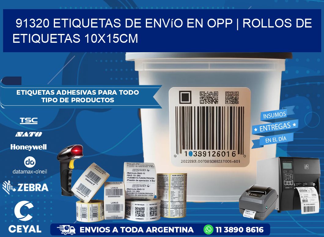 91320 Etiquetas de envío en opp | Rollos De Etiquetas 10x15CM