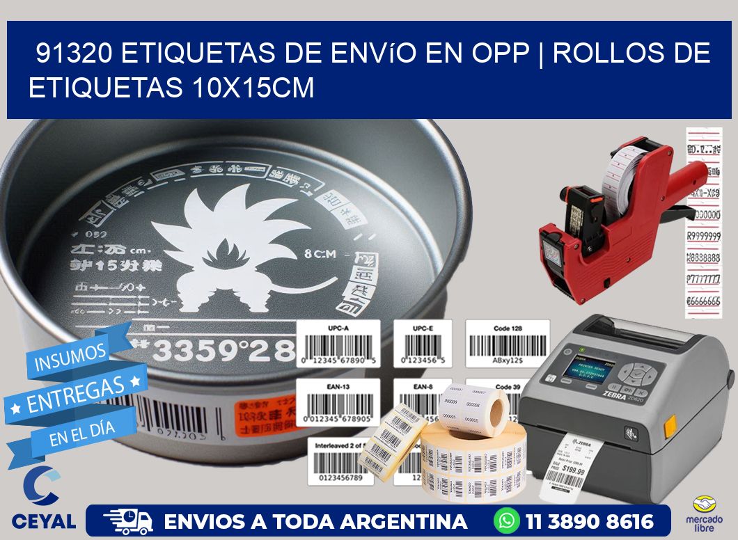 91320 Etiquetas de envío en opp | Rollos De Etiquetas 10x15CM