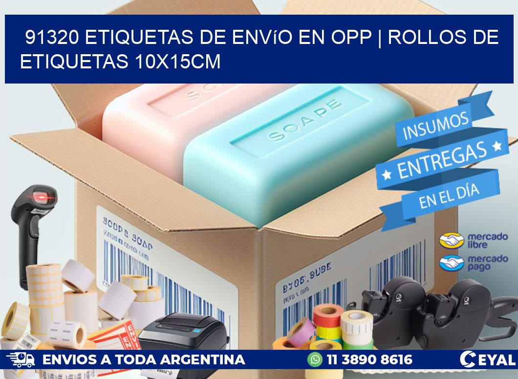 91320 Etiquetas de envío en opp | Rollos De Etiquetas 10x15CM