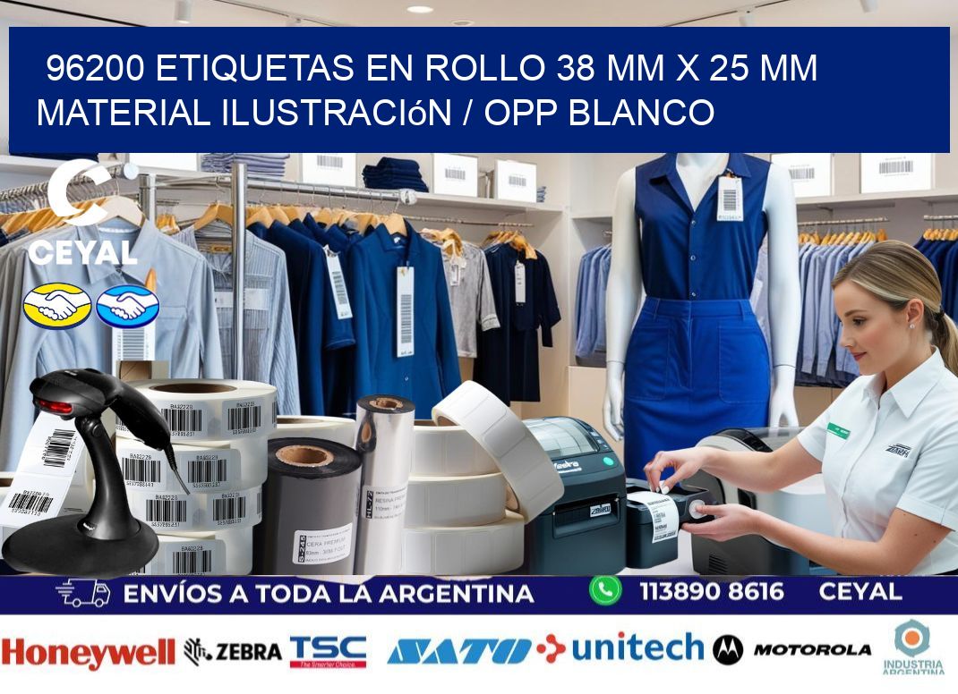 96200 Etiquetas en rollo 38 mm x 25 mm material Ilustración / OPP Blanco