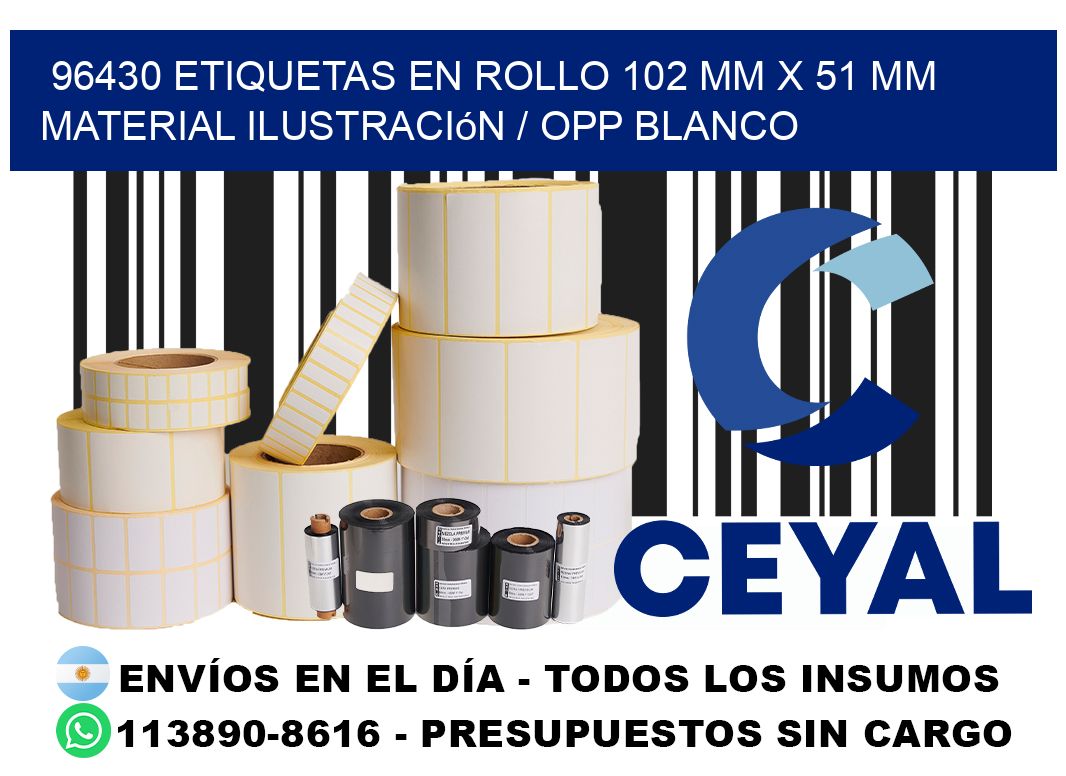 96430 Etiquetas en rollo 102 mm x 51 mm material Ilustración / OPP Blanco