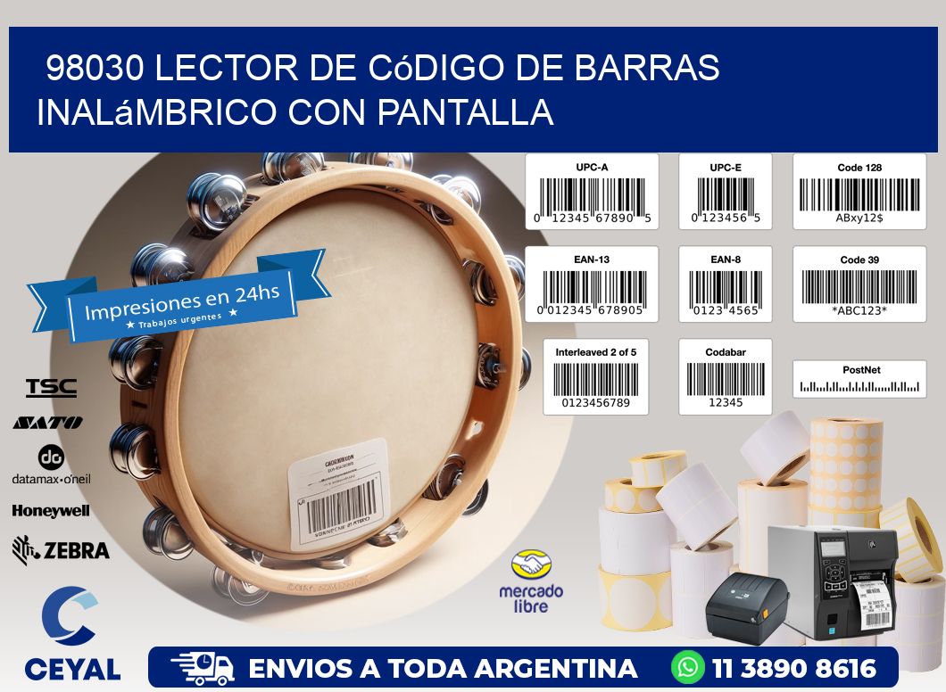 98030 Lector de código de barras inalámbrico con Pantalla