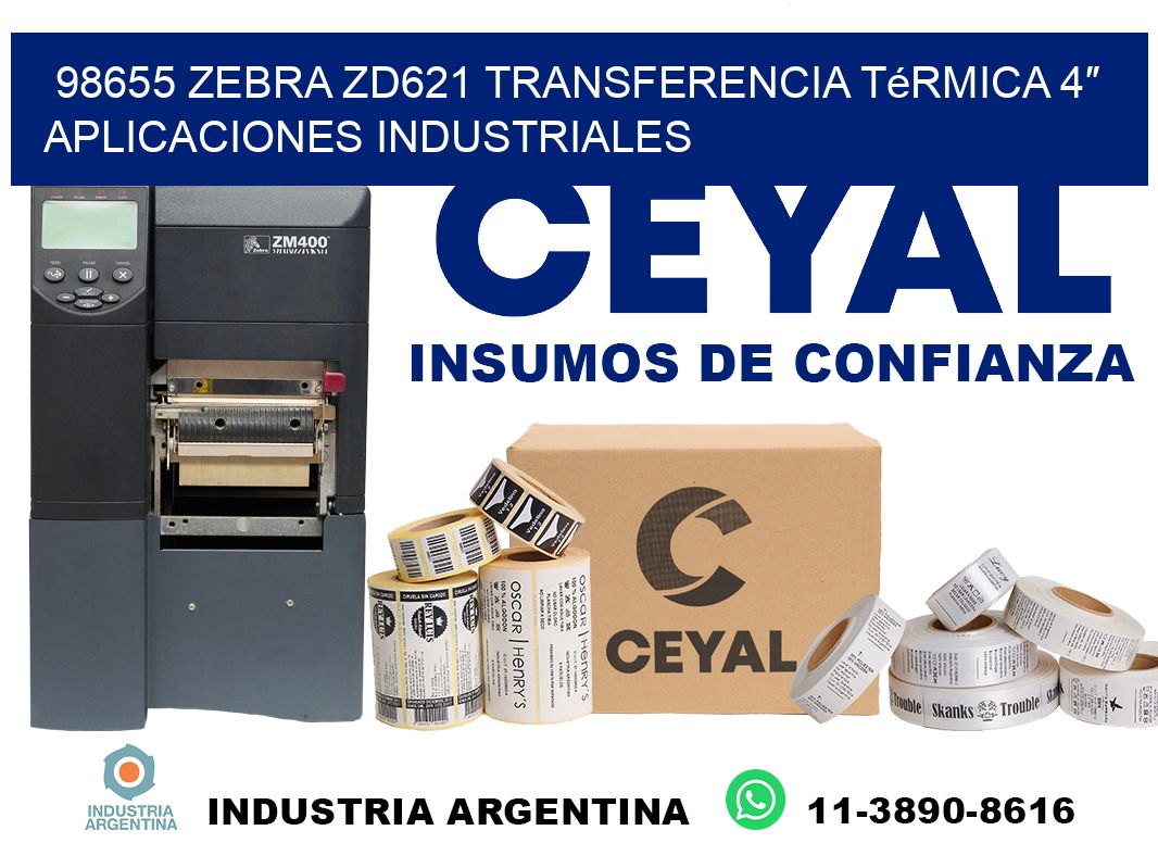 98655 Zebra ZD621 transferencia térmica 4″ aplicaciones industriales